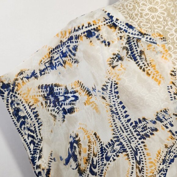 Chico's Size 3/16 Sheer Chiffon Paisley Print Short Sleeve Bat Wing Pullover Top - Picture 5 of 14